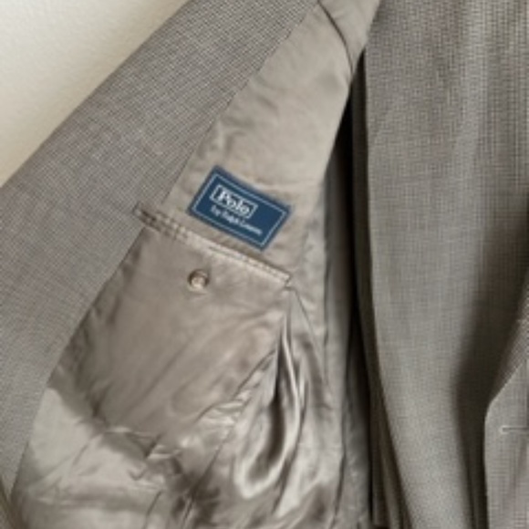 Ralph Lauren polo Men's suit 48L taupe and black check - Picture 2 of 9